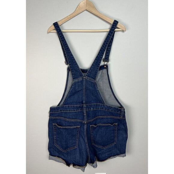 Old Navy Overall Shorts Denim Jean Size Large Cotton Stretch 768584 Women’s - Picture 2 of 5